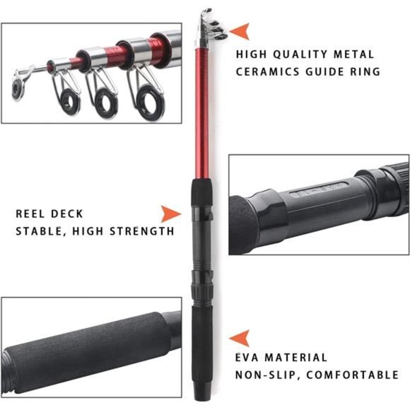 Telescopic Fishing Rod Reel Combo 2pcs 5.9FT/6.89FT Collapsible Fishing Pole - Picture 4 of 6